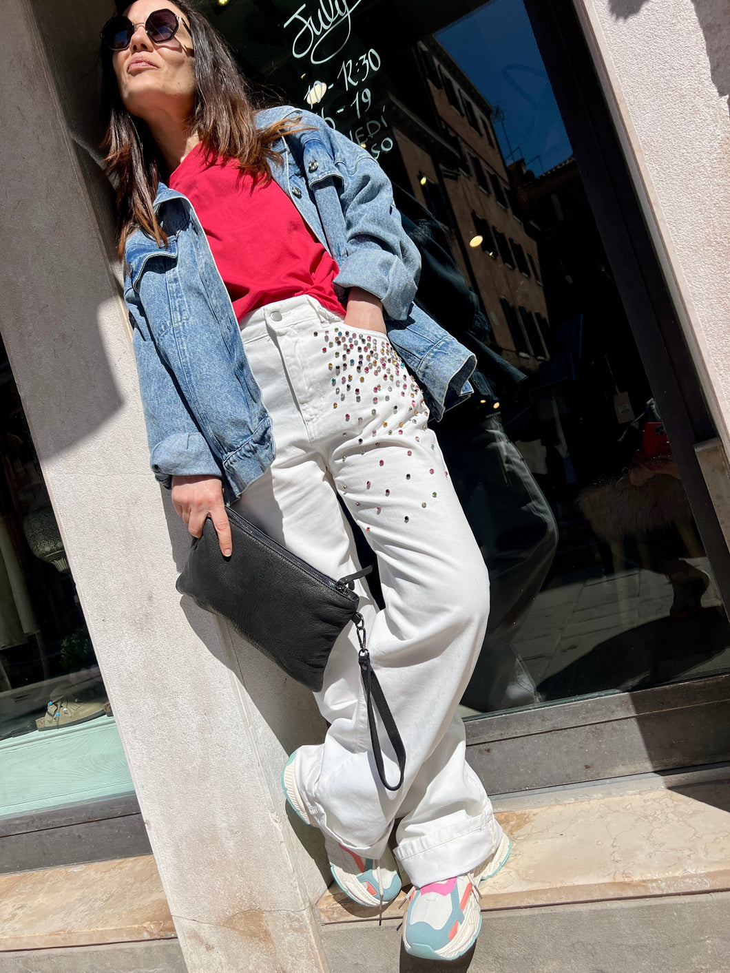 Susy Mix Pantaloni con strass