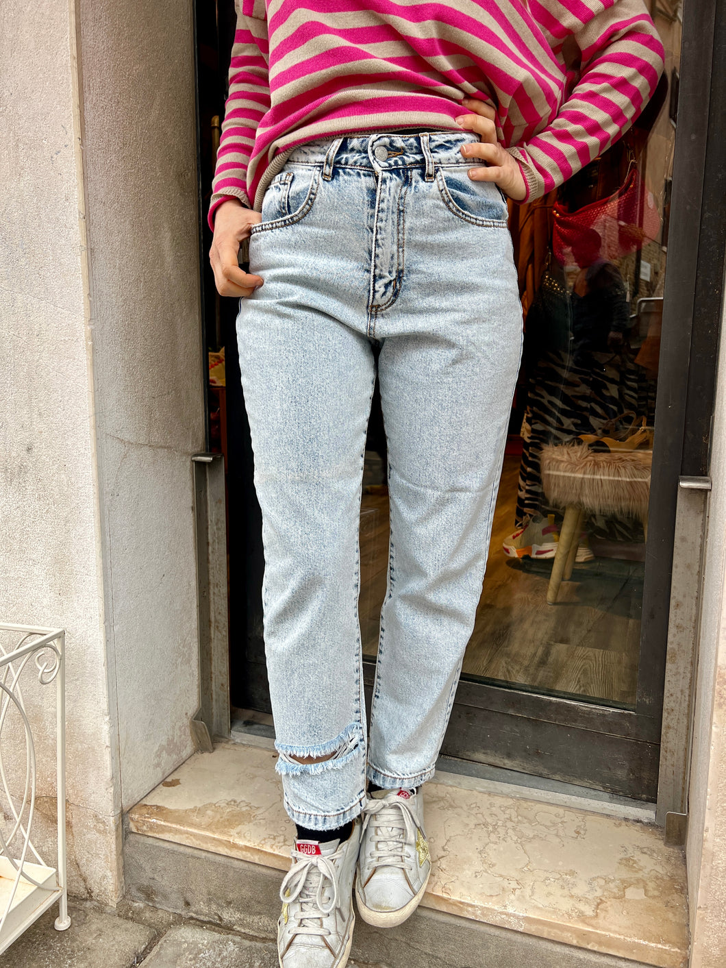 Jeans Boysfriend Strappo