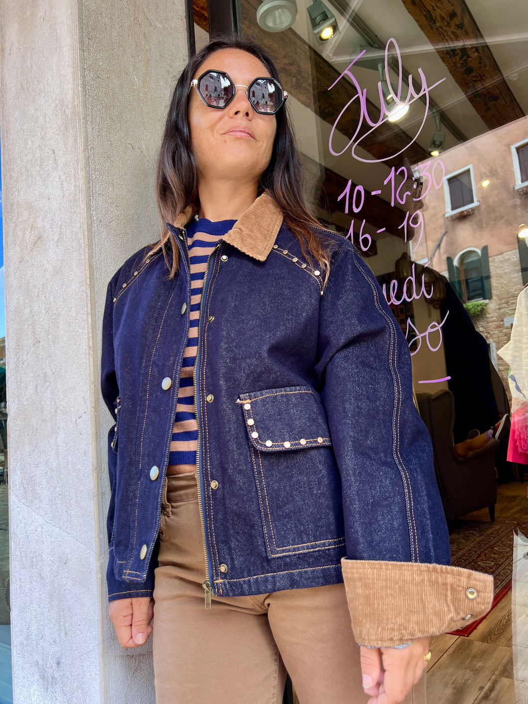 Giubbino Jeans Borchie